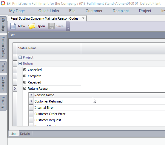 Adding or Modifying reason codes in FF.