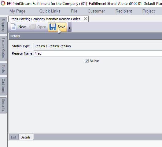 Adding or Modifying reason codes in FF.