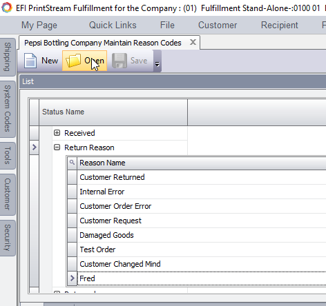 Adding or Modifying reason codes in FF.