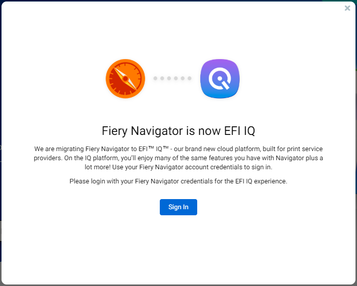 How do I migrate from Fiery Navigator to EFI IQ?