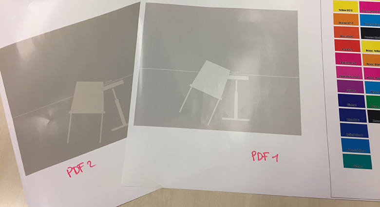 Same Pantone in 2 PDF files is outputting different color on same ...