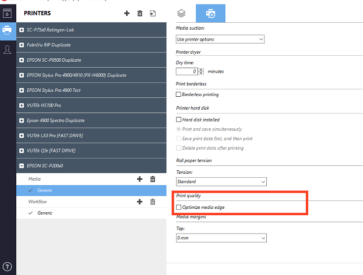 Yellow stripe / banding is printed with an EPSON P20000 in the first