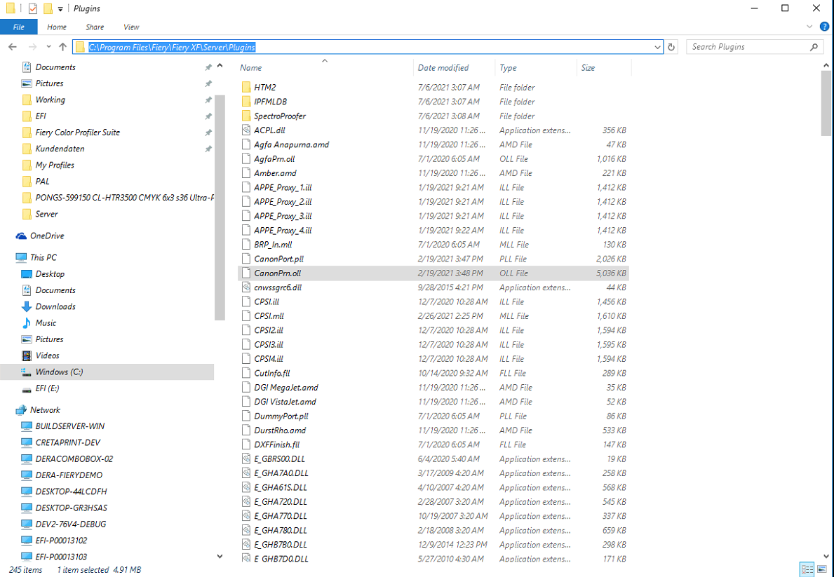 How to replace printer plugins in Fiery XF.