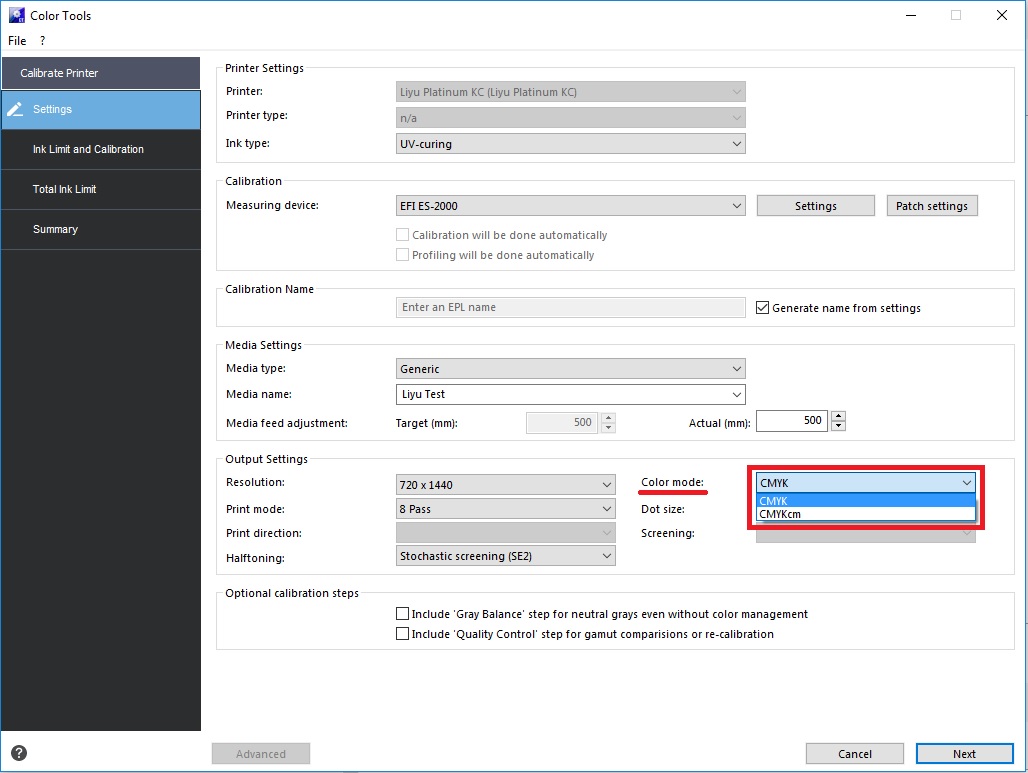 How to print White Ink during the calibration process for the Liyu
