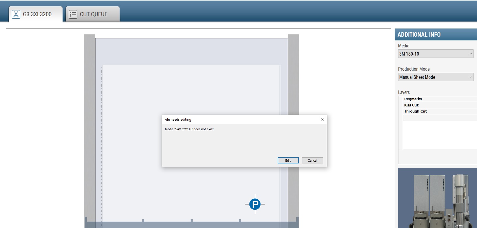 OCE ProCut Vision software for ZUND G3 plotters does not recognize the ...