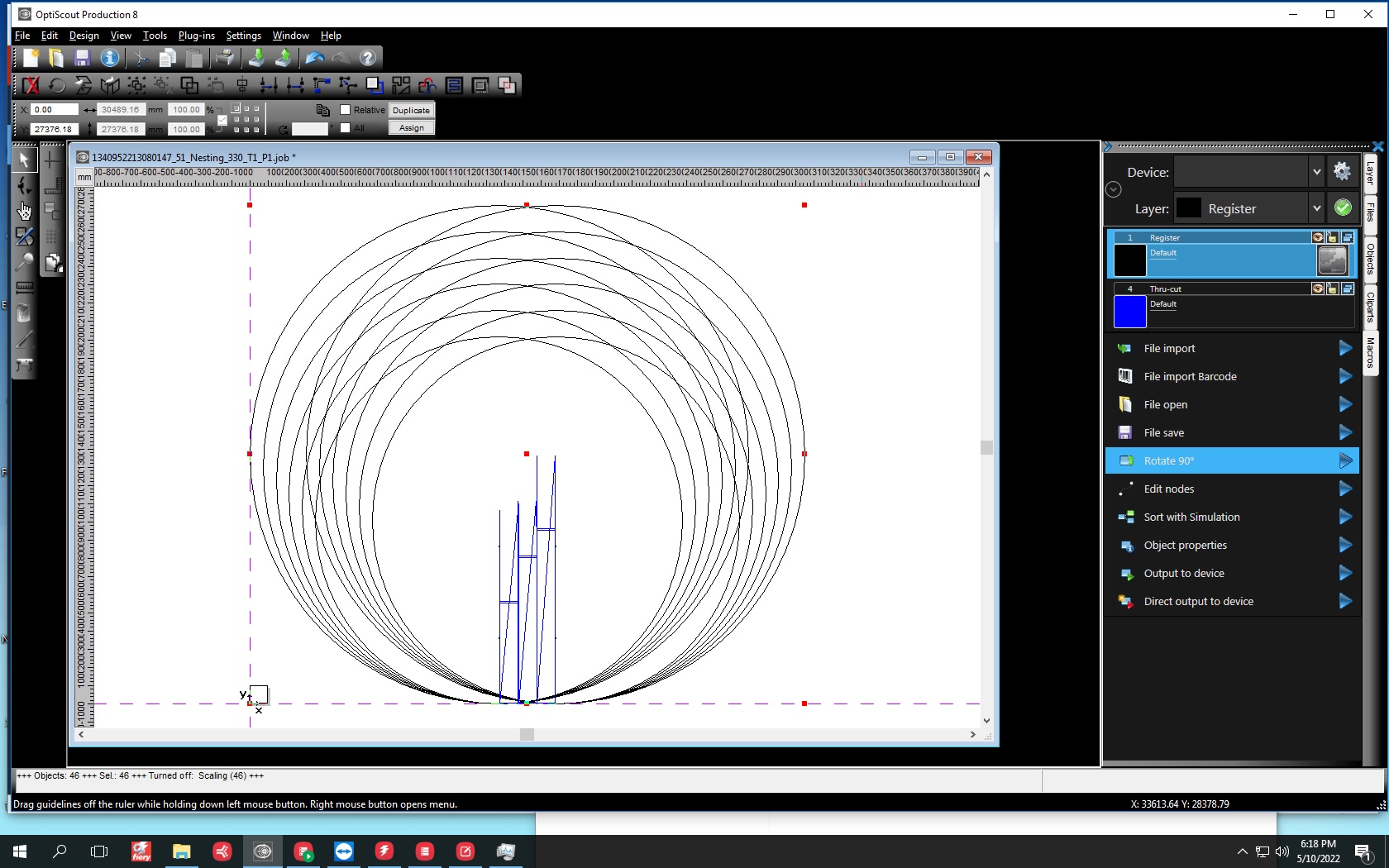 Optiscout .OXF cut file is wrong, the cut marks have a diameter of ...