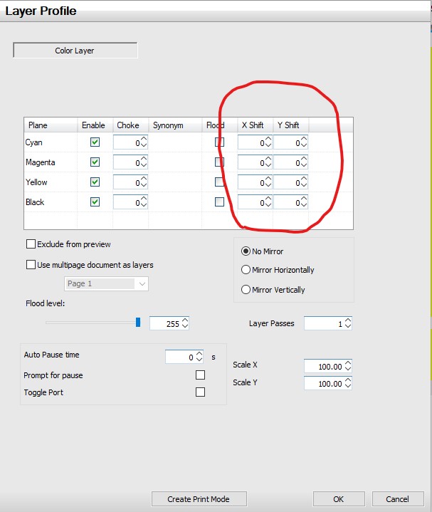 Layer Profile- X and Y shift
