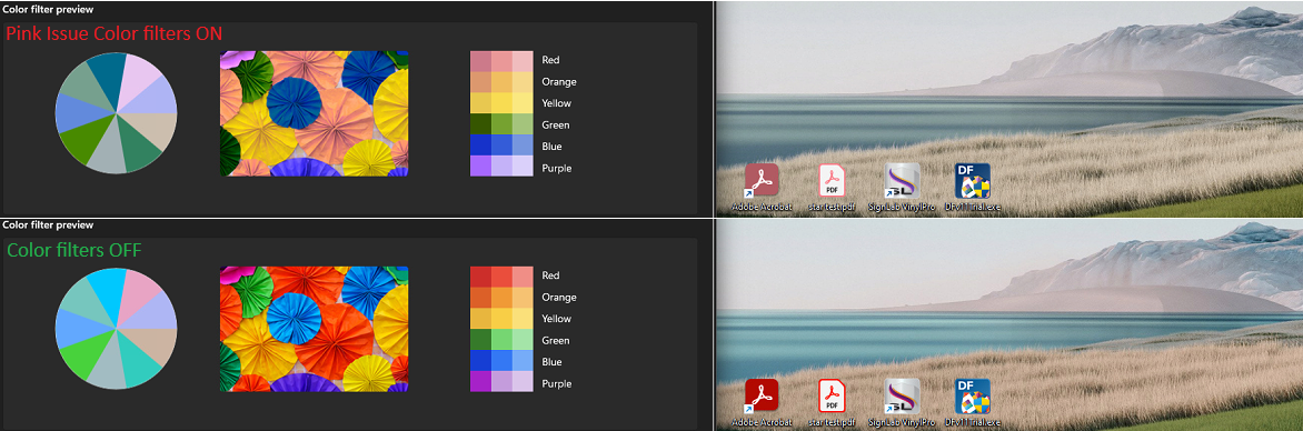 Windows desktop screen displays as pink