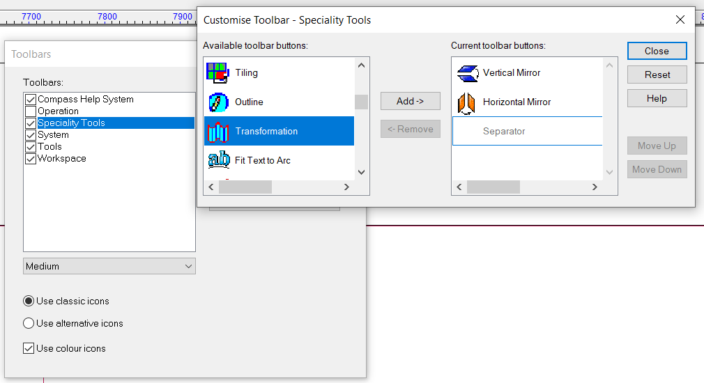 Customise Toolbars to add additional tools