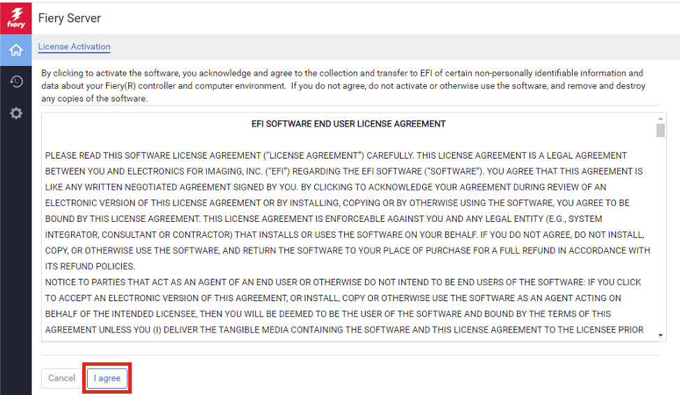 How do I activate a Fiery XF license?