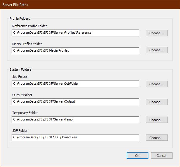Server File Path folders for Fiery XFv7