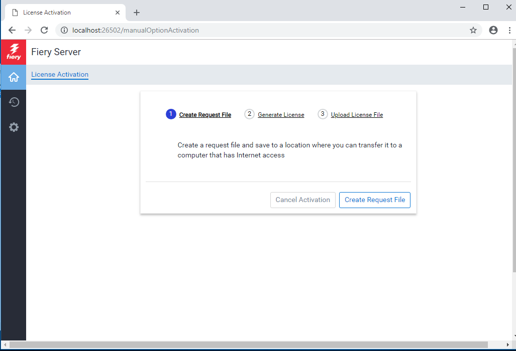 How to activate licenses for Fiery XF without internet connection?
