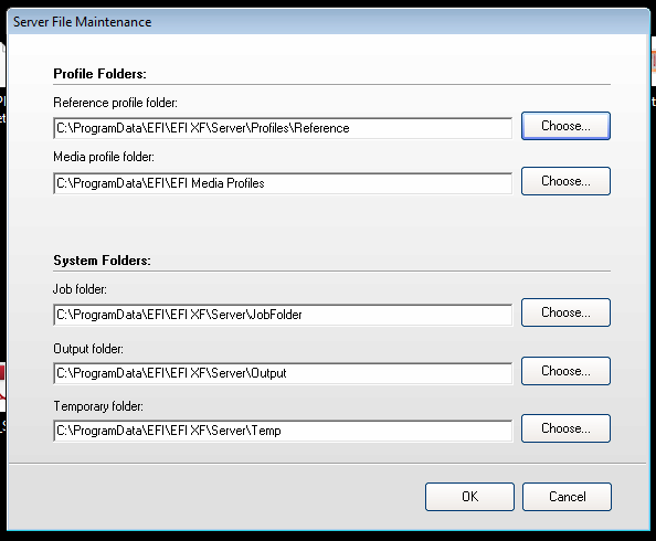 File Server Maintenance system folders for Fiery XF : Profile Folders ...