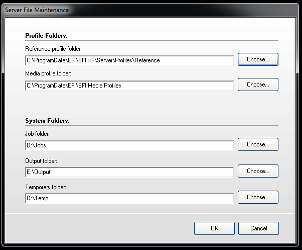 File Server Maintenance system folders for Fiery XF : Profile Folders ...