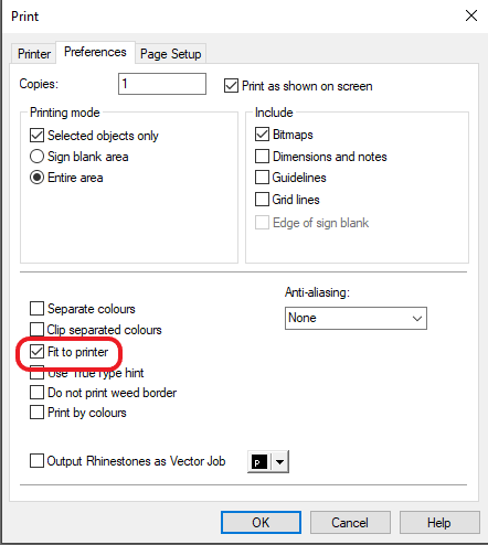 Make prints to Fit to printer page size or scale to fit