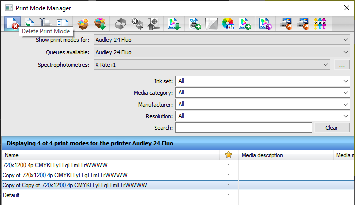 Create a new Printmode with different resolution settings.