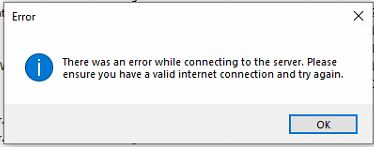Unable to Register - Error while connecting to the server