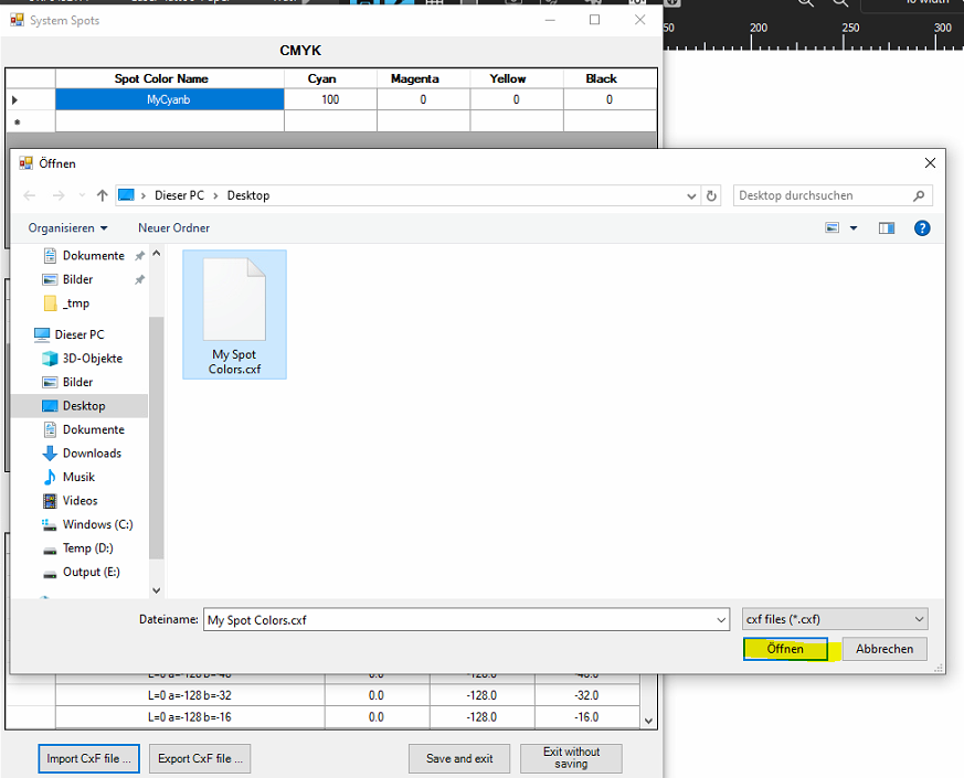 How to import external Spot Color libraries (*.CXF) into Digital Factory.