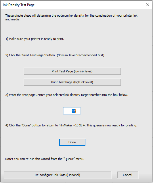 Setting Ink Density in FilmMaker
