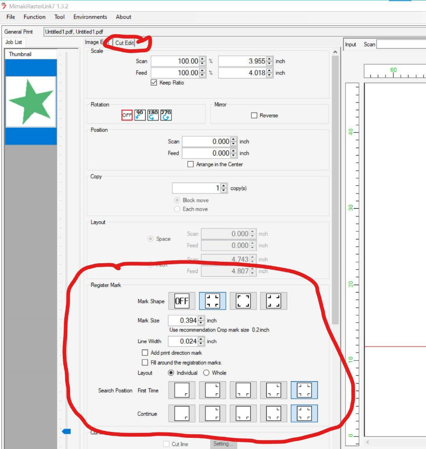 Sending from Signlab to print and cut to Rasterlink