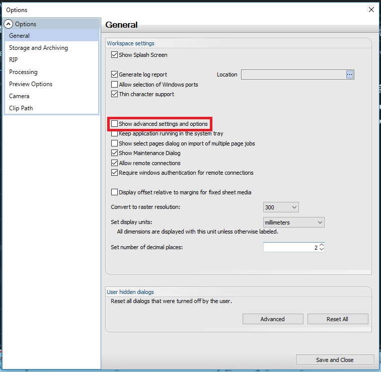 How to enable the Advanced settings and options in Digital Factory