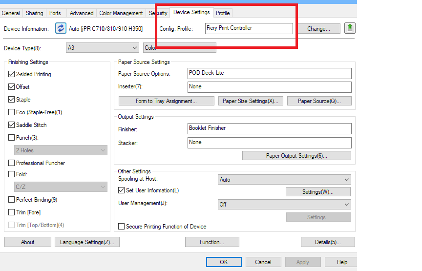 Is there a specific setting needed to use Canon Generic PCL6 driver