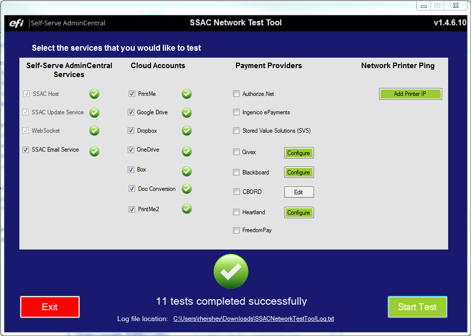 How to use Self Serve Network Test Tool