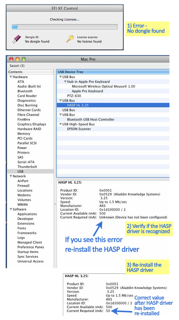 Dongle not found MAC