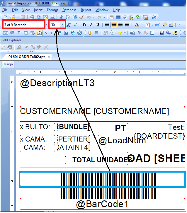 Resize the barcode in loadtag