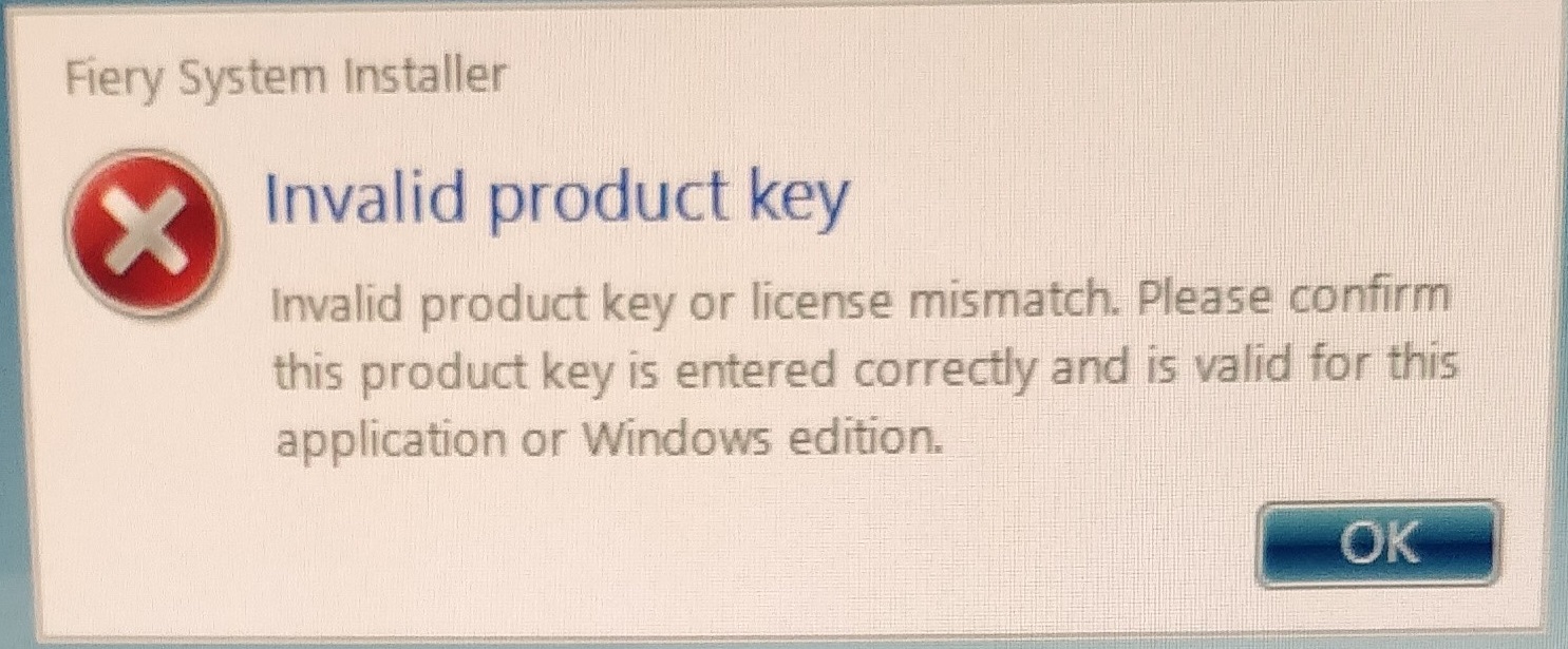 Getting 'Invalid Product Key' with SP30 Windows 10 Upgrade