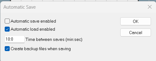 Autosave feature and BAK files