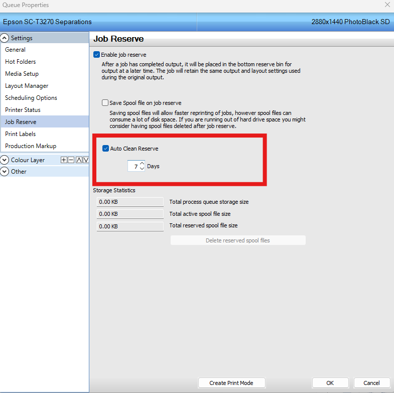 Digital Factory and FilmMaker - How to set the Job Reserve to delete ...