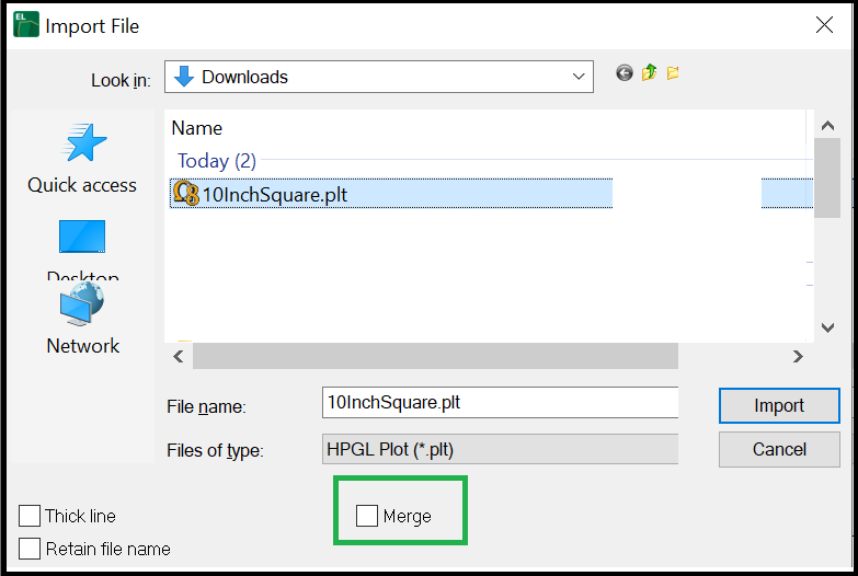 What settings can be changed on an imported .PLT file in EngraveLab