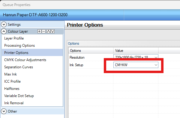 How to set the Ink Order if the Set Ink Order option is greyed out