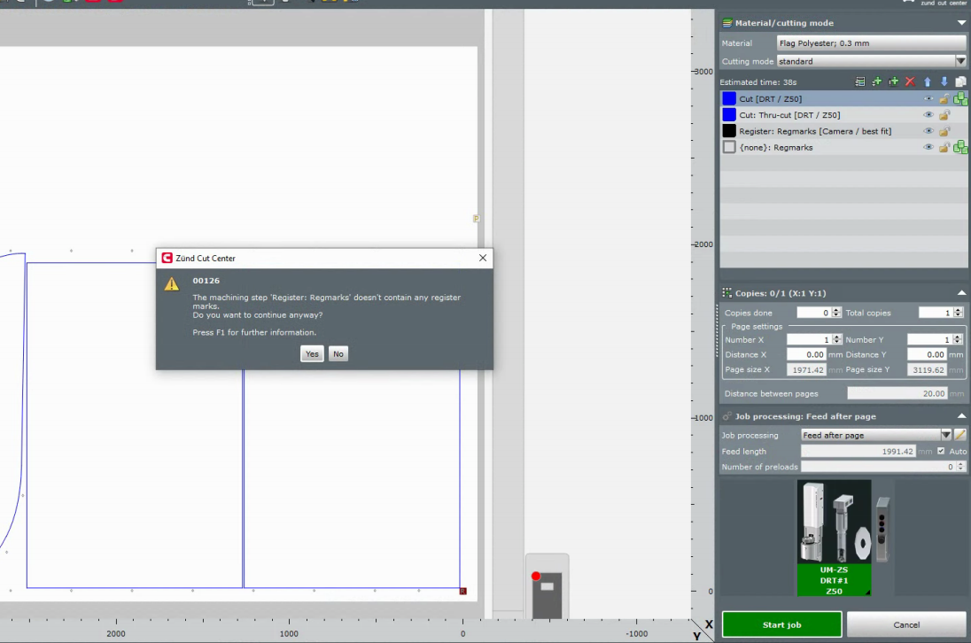 Duplicate layers of register and thru cut with imported ZCC media database.