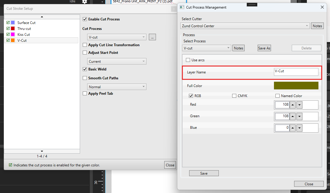 Not all different cut methods are output in the Cut PDF.