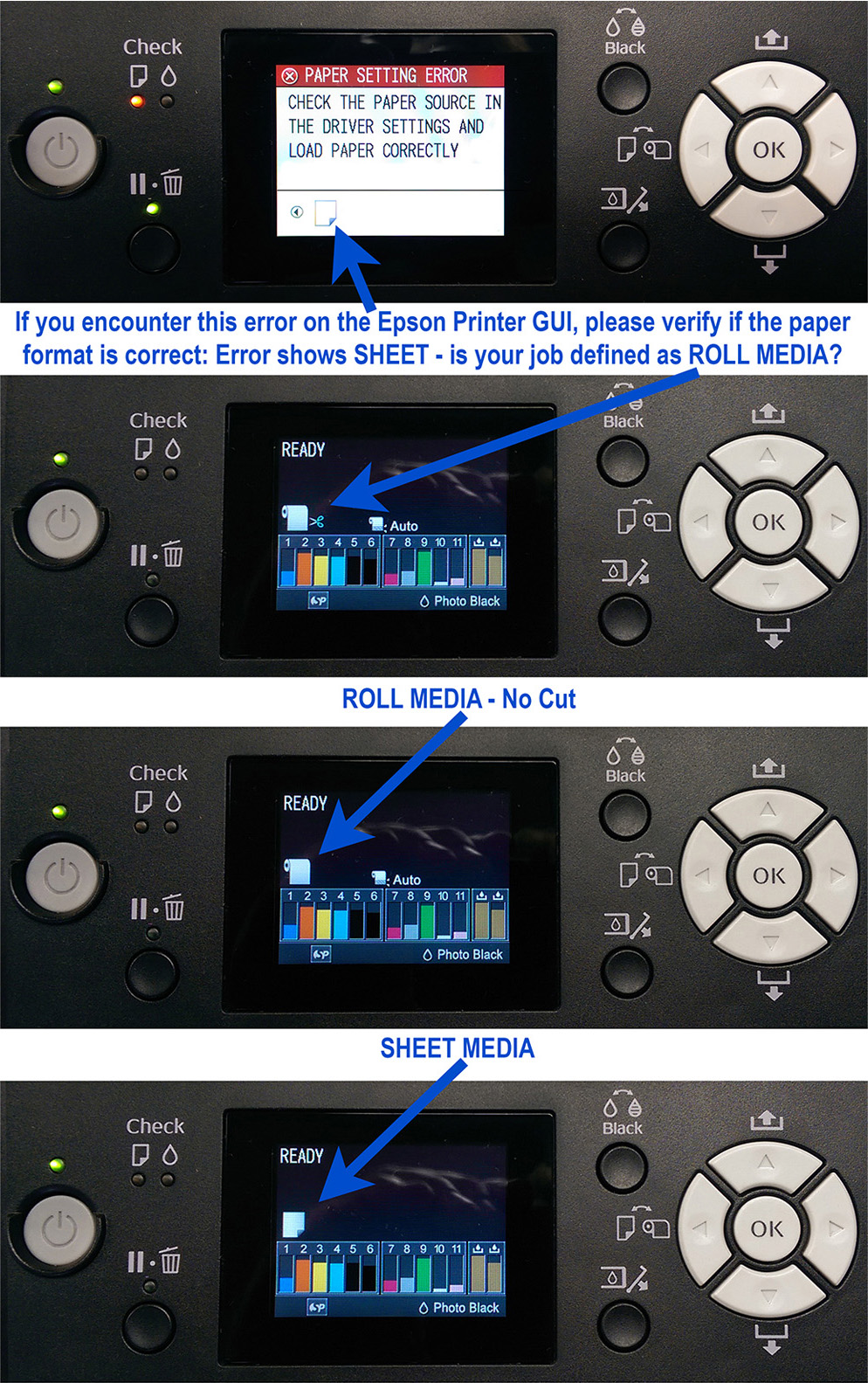 Wrong paper path error printing to Epson printer