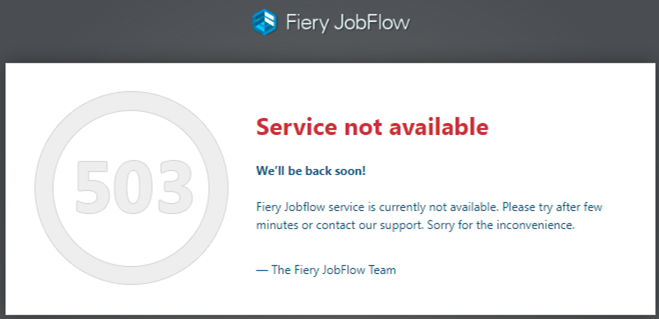 After updating to latest JobFlow now getting Service not available error