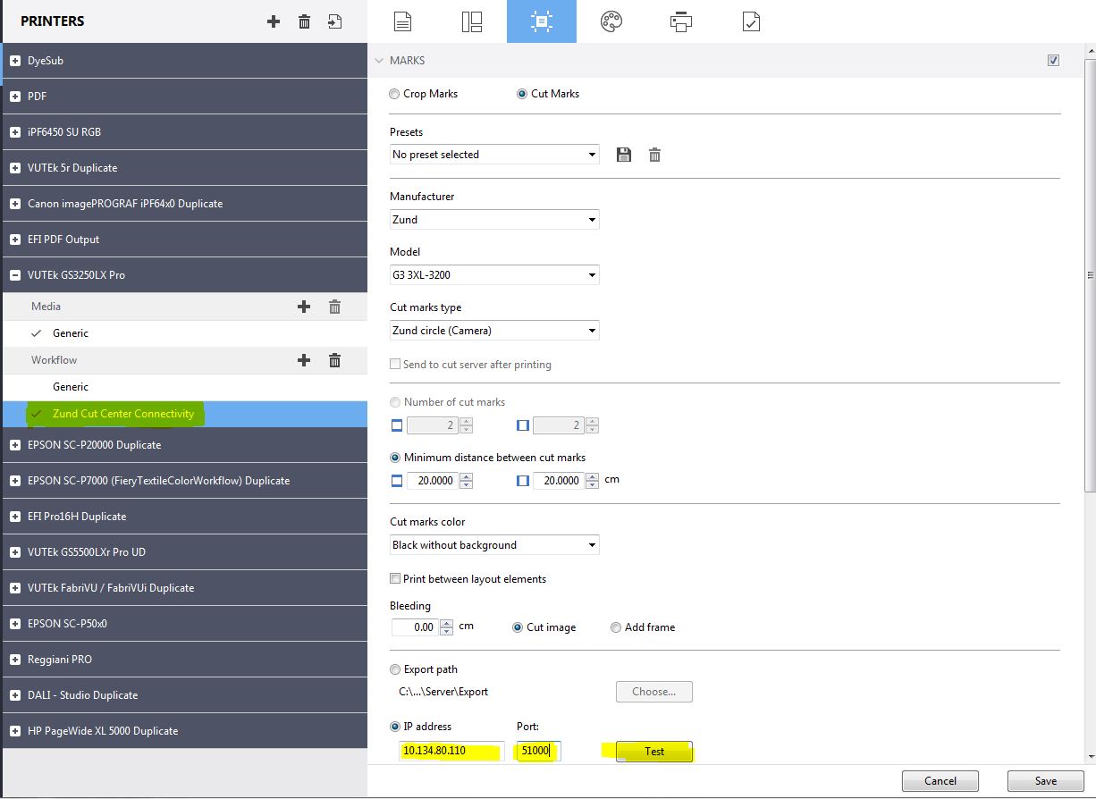 How To Setup Fiery Xf To Connect To Zund Zcc Over Ip Address.