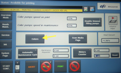 FabriVU default ink color values on Siemens screen