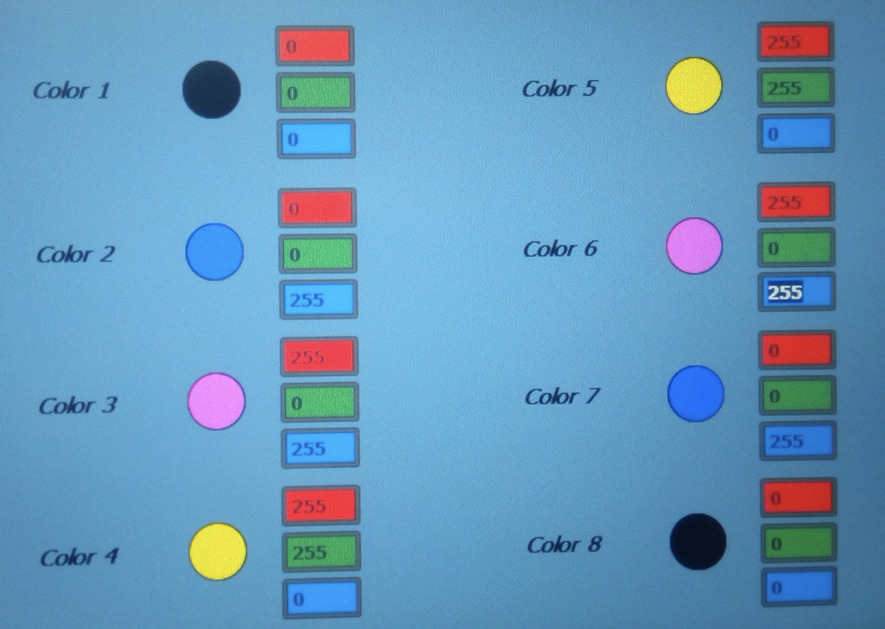 FabriVU default ink color values on Siemens screen
