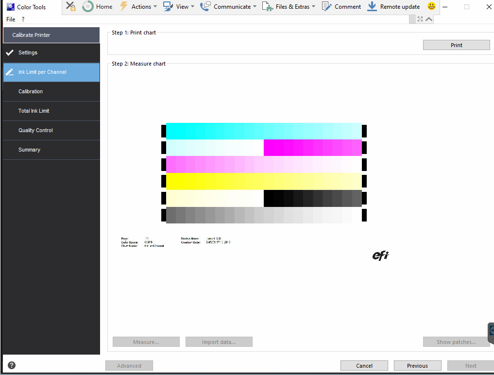 The calibration chart for Epson printers using Spectroproofer is not
